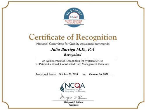 Certificate of Recognitions 2021 (NCQA) National Committee for Quality Assurance Certificate of Recognitions 2021 (NCQA) National Committee for Quality Assurance