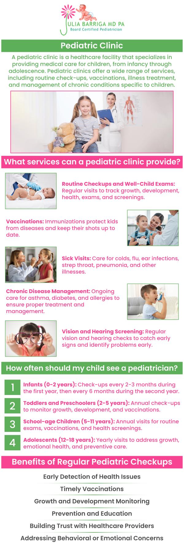 A pediatrician is a doctor who focuses on the health, well-being, and growth of a child. They are extensively qualified in the evaluation, prognosis, as well as management of illnesses in newborns, children, and adolescents. At Julia Barriga M.D. P.A, we understand that you want your child’s health to be taken seriously which is why our team of board-certified doctors provides a wide range of pediatric services needed for your child’s care in Tampa, FL. For more information, please contact us or request an appointment online. We are conveniently located at 5001 East Busch Blvd Tampa, FL 33617.